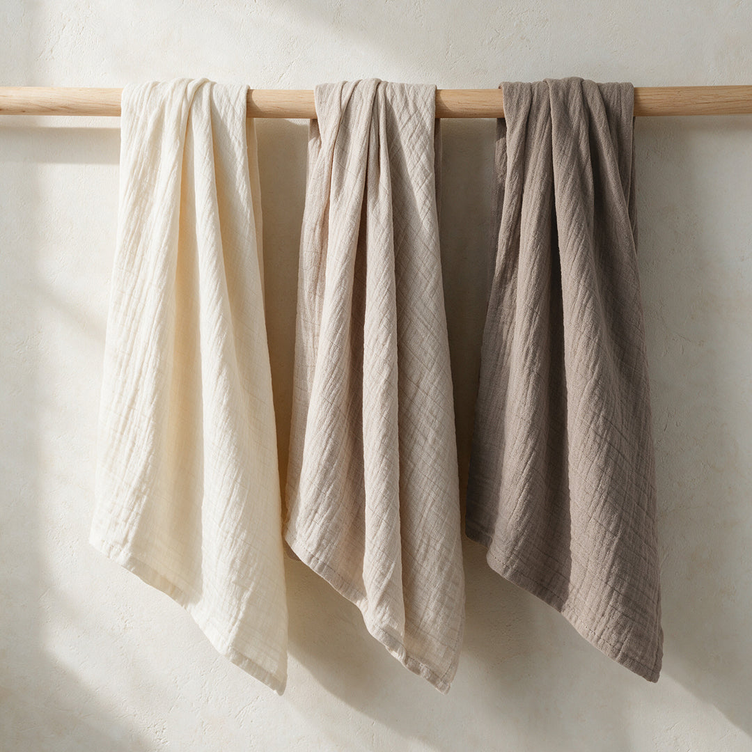 Toasted Oat Muslin Swaddles · 3-Pack